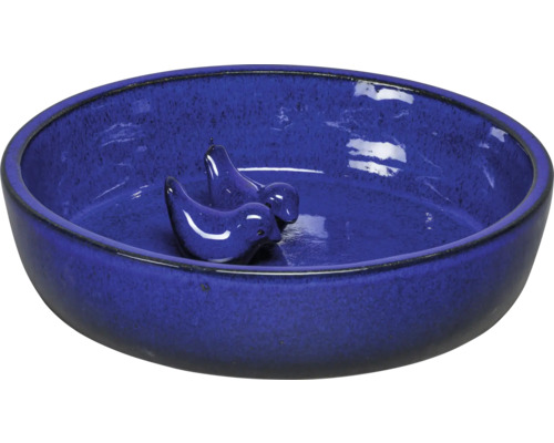 Abreuvoir à oiseaux en céramique avec deux figurines d'oiseaux