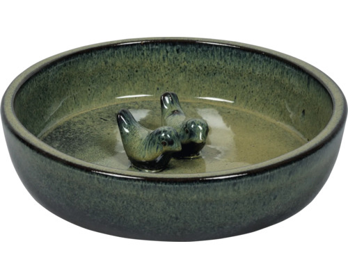 Abreuvoir à oiseaux en céramique avec motif d'oiseau