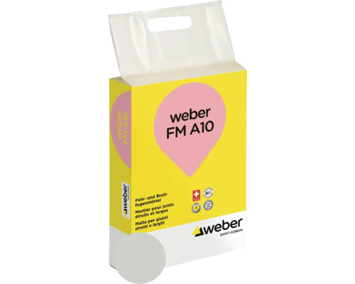 Mortier pour joints weber FM A10 gris argent 10 kg Emballage de mortier de jointoiement Weber FM A10