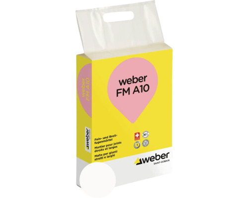 Weber FM A10 Fein- und Breitfugenmörtel in einer gelben Verpackung