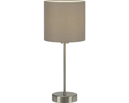 Tischleuchte mit Stoffschirm und Metallsockel