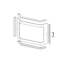 Explosionszeichnung einer Duschkabine mit Duschabtrennung, Profilen und Beschlägen