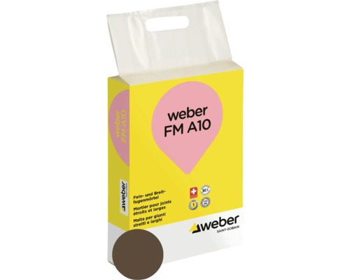 Mortier pour joints weber FM A10 marron foncé 10 kg Emballage de mortier pour joints fins et larges Weber FMA10