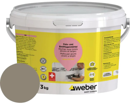 Mortier fin et large pour joints en seau, 3 kilogrammes, logo Weber Saint-Gobain