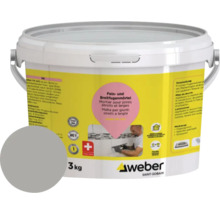 Mortier pour joints fins et larges Weber dans un seau blanc, 3 kg.