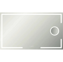 Rechteckiger Spiegel mit Beleuchtung und runder Spiegelfläche