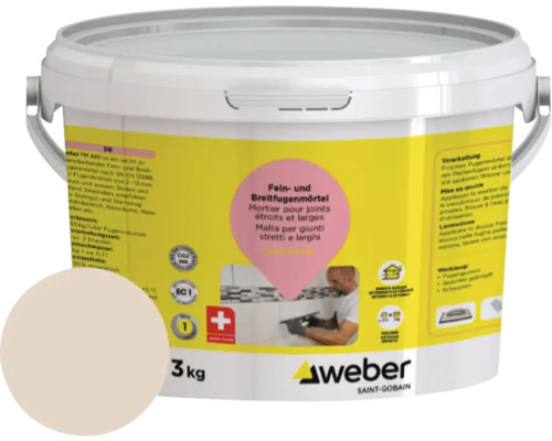 Mortier pour joints weber FM A10 beige Bahamas 3 kg Mortier pour joints fins et larges en seau, 3 kg
