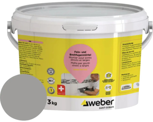 Mortier pour joints weber FM A10 gris foncé 3 kg Mortier fin et large pour joints en seau, 3 kg, de Weber Saint Gobain