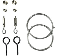 Kit de suspension avec câble métallique, vis à œil et matériel de fixation
