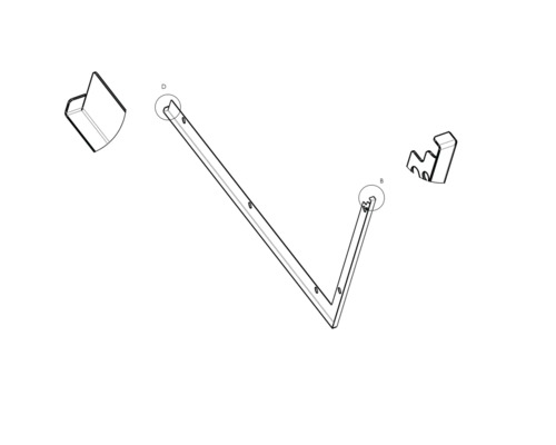 Abbildung einer Eckverbindung mit passenden Montageelementen.