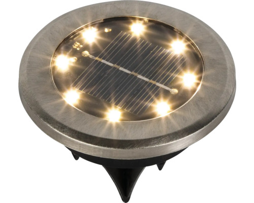 Bodeneinbaustrahler mit Solarpanel und Erdspieß