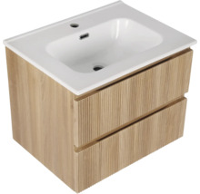 Meuble sous-lavabo avec deux tiroirs et lavabo en céramique