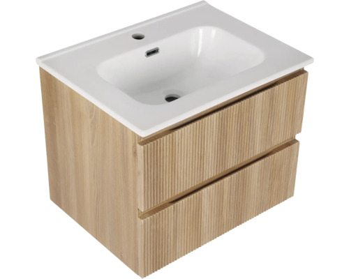 Meuble sous-lavabo avec deux tiroirs et lavabo en céramique