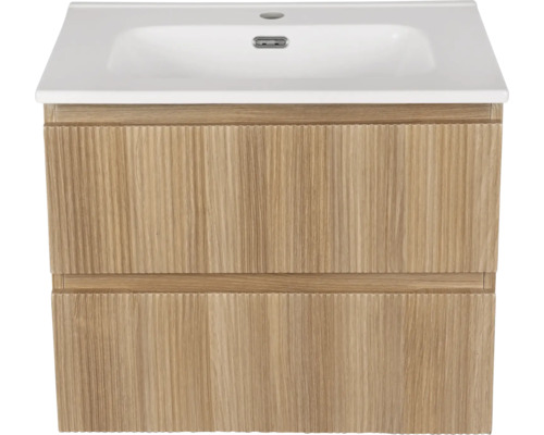 Meuble sous-lavabo avec deux tiroirs et lavabo en céramique