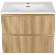 Meuble sous-vasque avec deux tiroirs et un lavabo en céramique