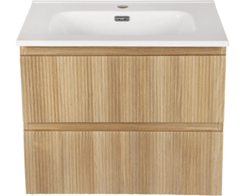 Meuble sous-vasque avec deux tiroirs et un lavabo en céramique