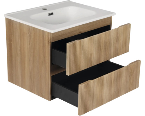 Meuble sous-vasque avec deux tiroirs et lavabo en céramique