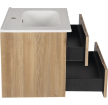 Meuble sous-lavabo avec deux tiroirs ouverts