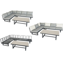 Gartenlounge-Set mit Ecksofa, Kissen und Tisch