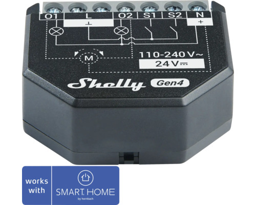 Interrupteur Shelly 2PM Gen4 noir Relais Smart Home Shelly Gen4 pour contrôler les appareils électriques