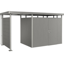 Abri de jardin métallique avec porte coulissante et toit