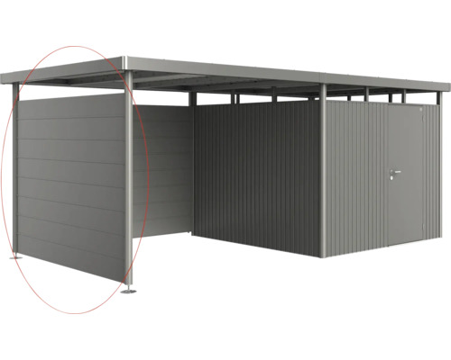 Metallgerätehaus mit Seitenelementen und Tür