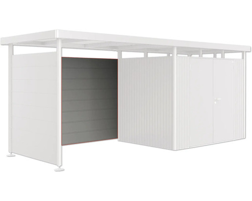Paroi arrière biohort pour toit latéral d'abri de jardin HighLine H2-H5 gris quartz métallique Abri de jardin moderne avec porte coulissante et double porte