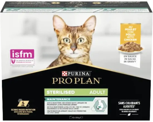 Purina Pro Plan Sterilised Adult nourriture pour chats au poulet, 10 x 85 grammes
