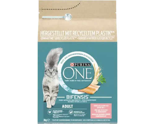 PURINA ONE nourriture pour chats adultes saumon 3 kg Aliment pour chat Purina One Adult au saumon, paquet de 3 kg