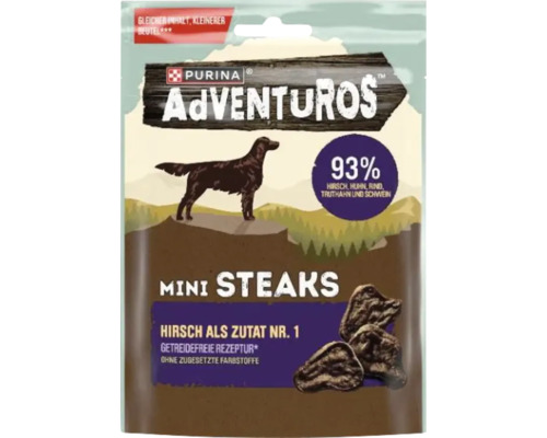 Purina Adventuros Mini Steaks Hirsch Hundesnack Packung