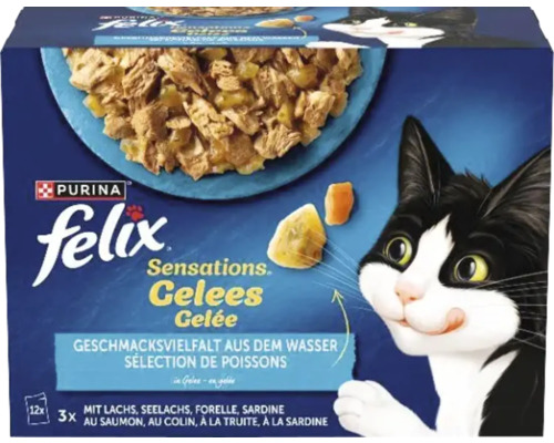 Felix Sensations Gelée variété de poissons nourriture pour chats carton