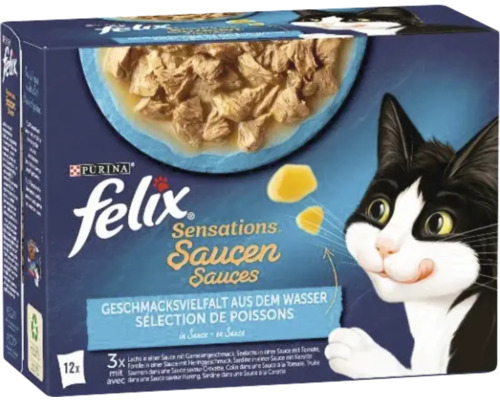 Felix Sensations Sauces Variété de poissons Aliment pour chat paquet de 12 portions