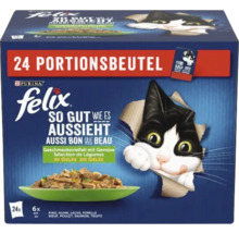 Felix Katzennahrung Multipack mit Geflügel und Fisch, 24 Portionsbeutel