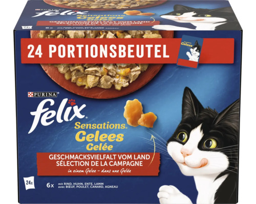 Felix Sensations Gelees nourriture pour chat multipack avec 24 sachets portions