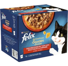 Felix Sensations Saucen Katzennahrung, Geschmacksrichtung Vielfalt vom Land, 24er Pack