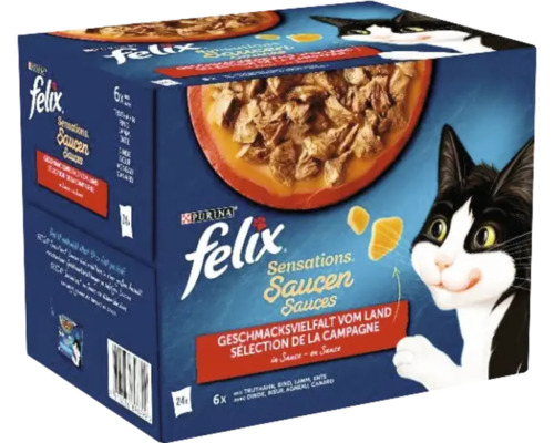 Felix Sensations Sauces nourriture pour chat, saveur variété de la campagne, lot de 24