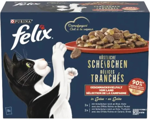 Felix nourriture pour chat en gelée avec volaille et bœuf, sélection de la campagne