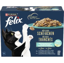 Felix Katzennahrung, köstliche Scheibchen mit Fisch in Gelee, 10er Pack
