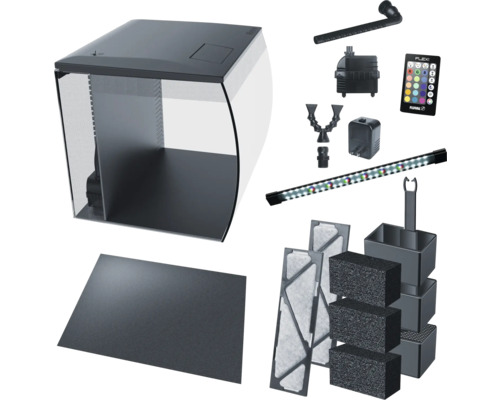 Kit aquarium Fluval Flex avec filtre, éclairage LED, pompe et accessoires