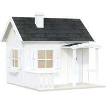 Maisonnette blanche pour enfants avec toit et fenêtres