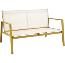 Banc de jardin en bois et en tissu pour deux personnes