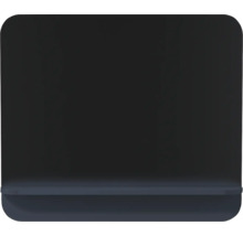 Schwarzes Wandregal mit abgerundeten Ecken, minimalistisches Design.
