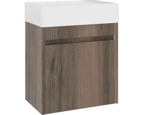 Meuble sous-lavabo en bois avec tiroir et lavabo en céramique