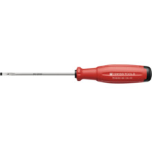 Schlitzschraubendreher mit rotem Griff und der Aufschrift PB Swiss Tools