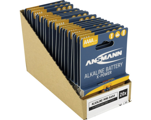 Ansmann Alkaline Mini AAAA Batterien, 1,5 V, 20er-Pack in Verkaufsverpackung