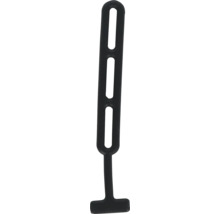 Schwarzes Gummiband mit drei länglichen Löchern und T-förmigem Ende