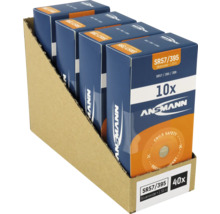Ansicht eines Displays mit 40 Ansmann SR57/395 Silberoxid Knopfzellenbatterien