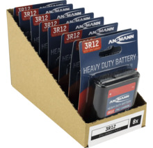 Acht Stück Ansmann 3R12 Zink-Kohle Batterien in einer Pappverpackung