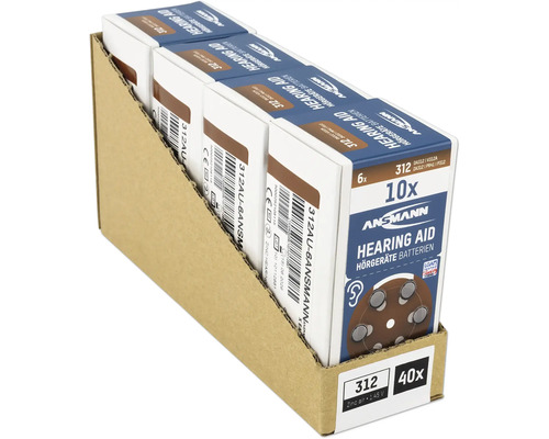 Ansmann Hörgerätebatterien Grösse 312, 40 Stück in einer Displaybox