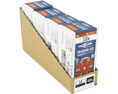 Ansmann Hörgerätebatterien Größe 13, 40 Stück in Kartonverpackung